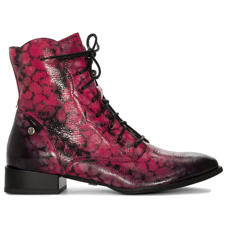 Maciejka Leather Lace-Up Ankle Boots Almond Toe Pink 06391-23/00-1