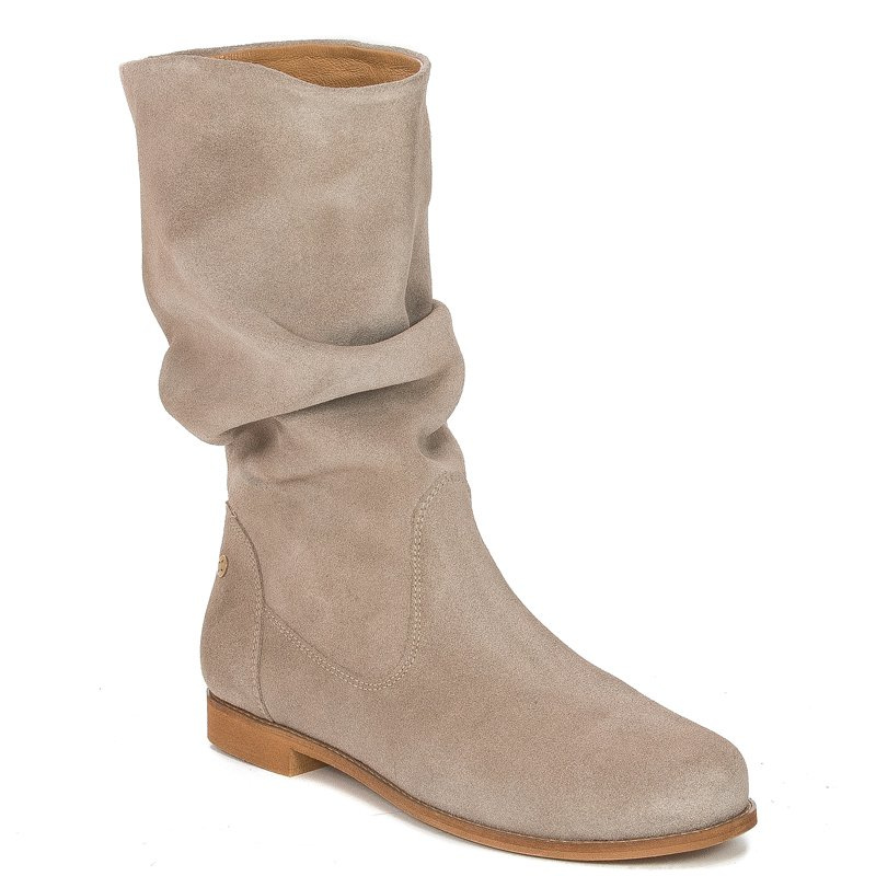 Maciejka Velour Leather Knee-High Boots Beige 05057-04/00-6