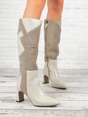 Maciejka Light Beige Knee-High Boots 05784-22/00-8