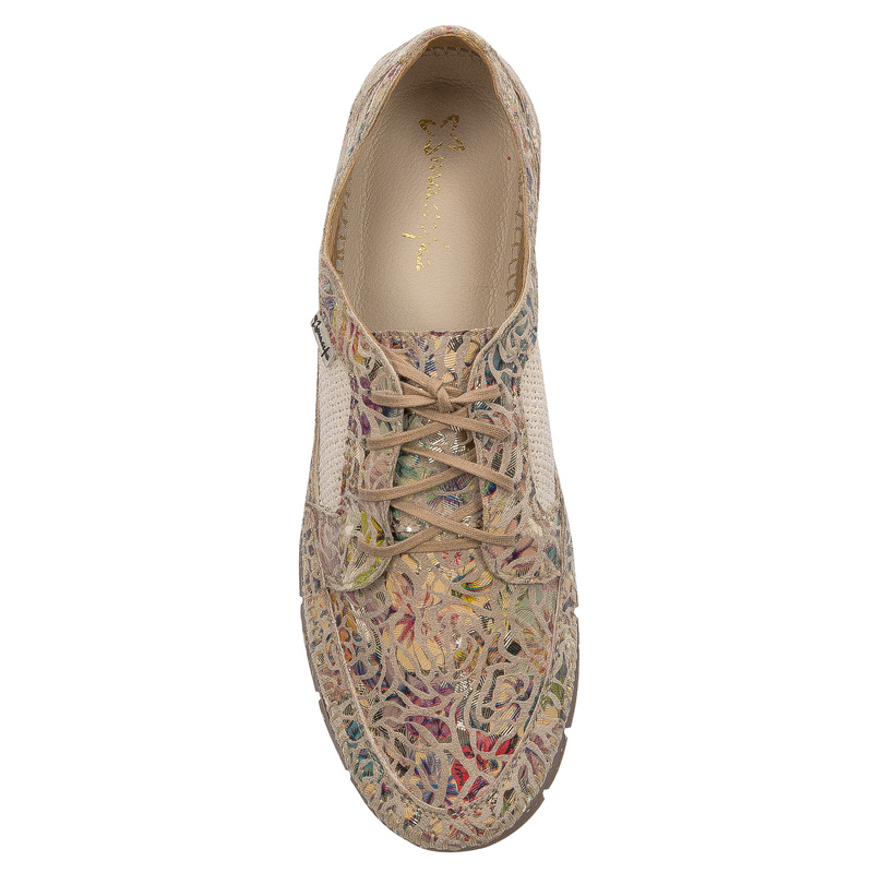 Maciejka Beige + Flowers 06347-04/00-1 wonem's Low Shoes