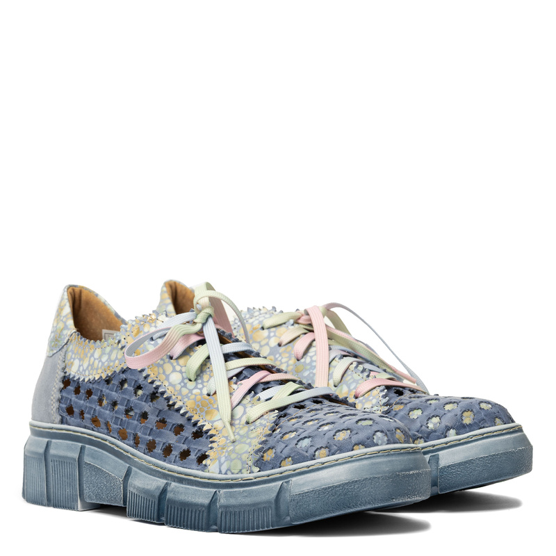 Maciejka Leather Perforated Platform Shoes Pastel Blue 05850-17/00-1