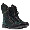 Maciejka Leather Lace-Up Boots Gold Chain Green 07097-09/00-8