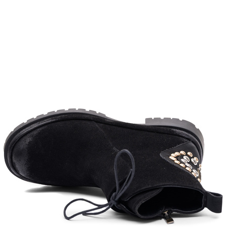 Maciejka Leather Lace-Up Boots with Decorative Studs Black K7747-01/00-7