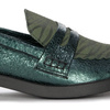 Maciejka Premium Leather Loafers Metallic Velour Print Green 06250-09/00-1