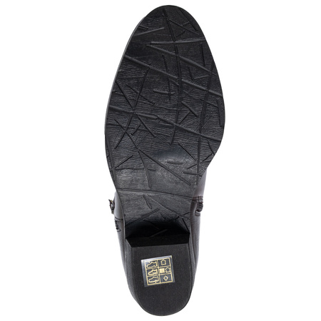 Maciejka Botki Skórzane Z Tłoczeniem Kroko Bordowe H7170-23/00-7