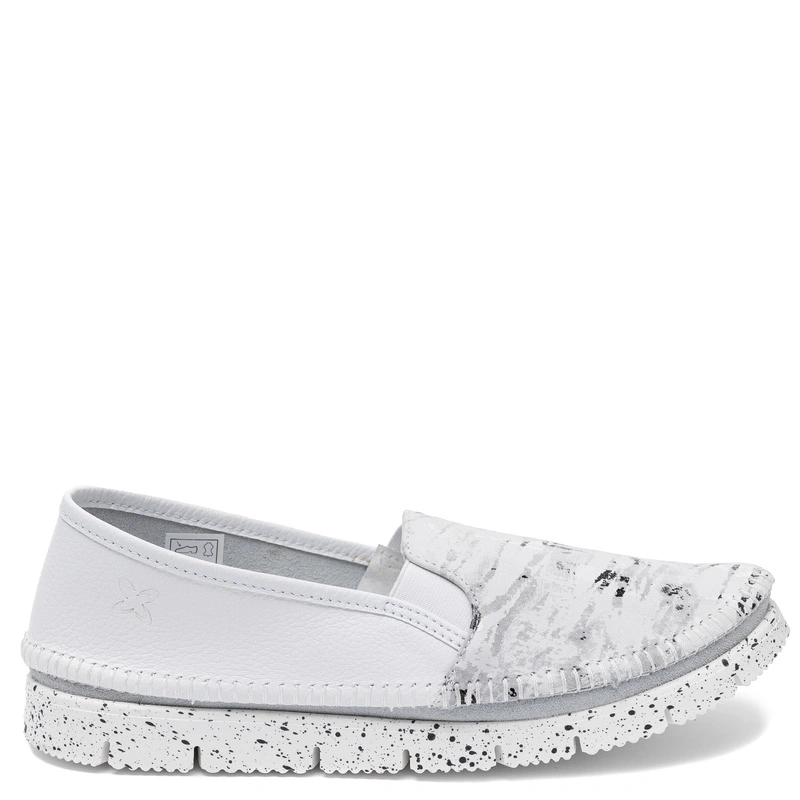 Maciejka Women's Speckled Leather Slip-On Shoes Casual White 3512W-33/00-5