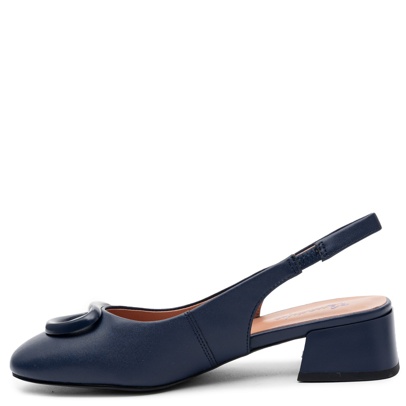 Maciejka Leather Slingback Pumps Decorative Buckle Navy Blue K7474-17/00-1