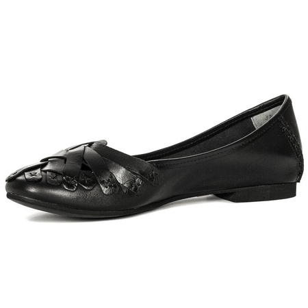 Maciejka Leather Ballerinas Woven Detail Black 01358-01/00-0
