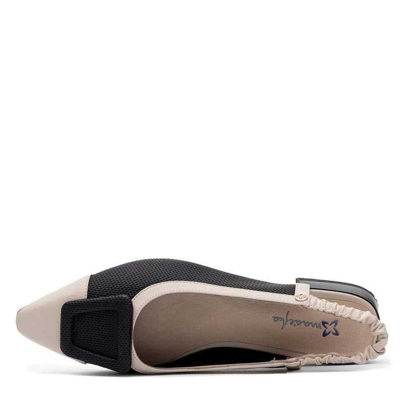Maciejka Slingback Pumps Leather Low Heel Black-Beige K7466-04/00-1