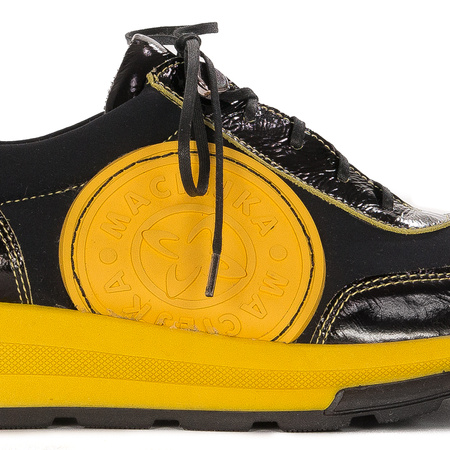 Maciejka Sneakersy Platformowe z Lakierowanymi Detalami Czarno-Żółte 06295-01/00-8