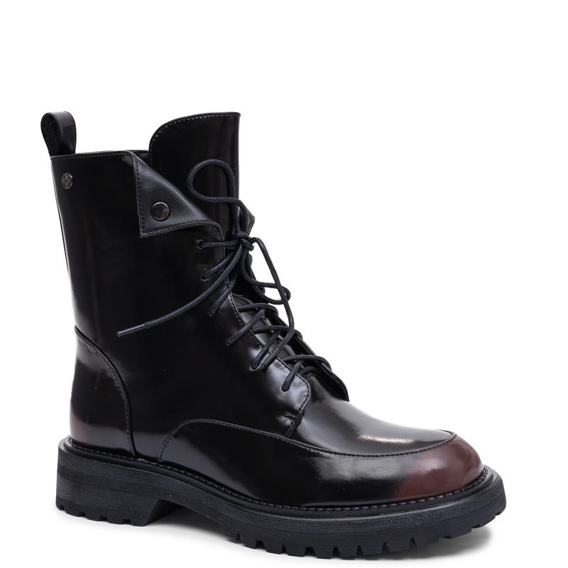 Maciejka Leather Insulated Lace-up Ankle Boots Burnished Black K7749-08/00-7