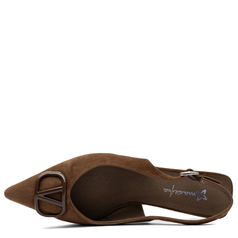 Maciejka Czółenka Slingback Szpiczasty Nosek Obcas 6 cm Brązowy K7447-02/00-1
