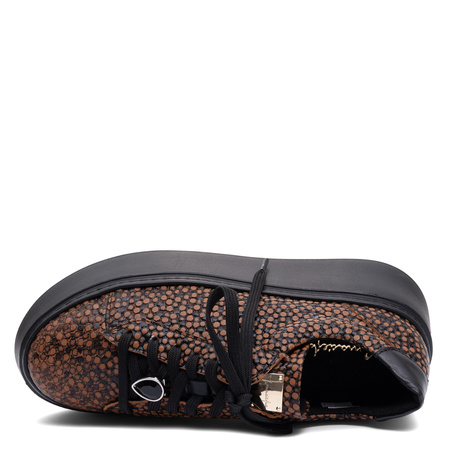 Maciejka Women's Genuine Leather Platform Sneakers Brown Polka Dot 6191W-16/00-8