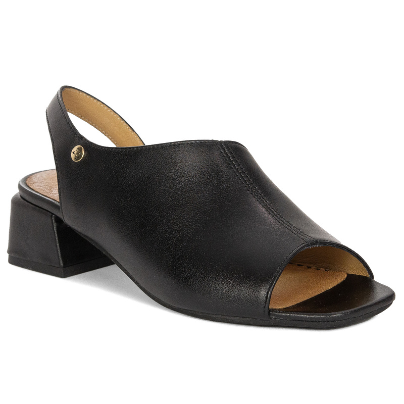 Maciejka Comfortable Leather Women's Block Heel Sandals Black 06975-01/00-1