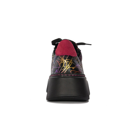 Woman's Sneakers black and multicolor Leather 