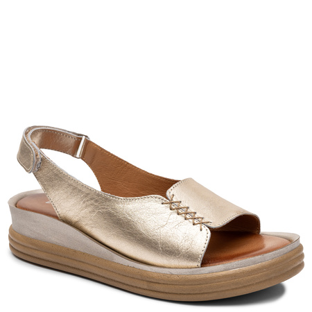 Maciejka Elegant Leather Wedge Sandals Women's Gold L7631-25/00-1