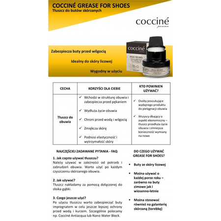 Coccine Profesjonalny Tłuszcz do Skór Licowych Grease for Shoes Czarny 55-29-50-02C