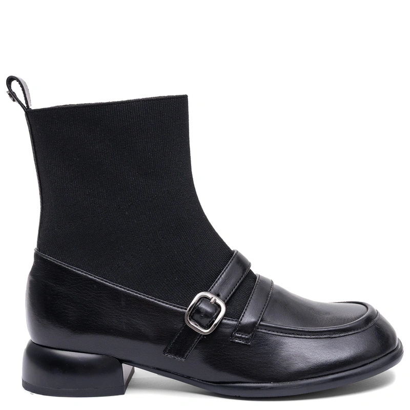 Maciejka Leather Sock Ankle Boots Black K7766-01/00-7