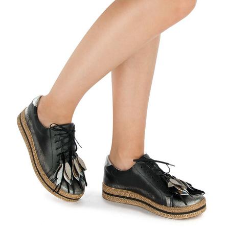 Maciejka Black on Silver Low Shoes