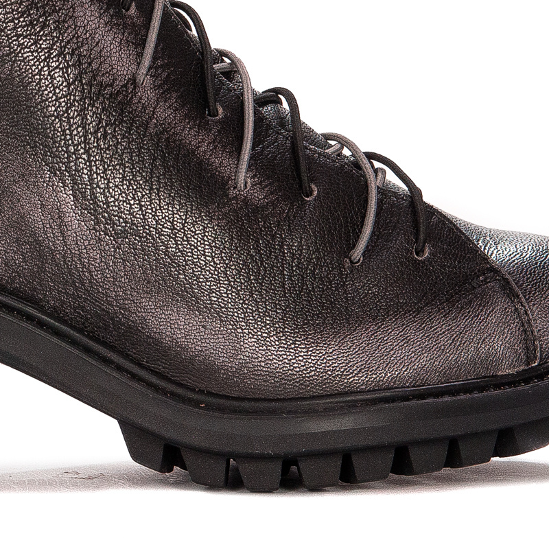 Maciejka Leather Lace-Up Ankle Boots Block Heel Black 3263S-01/00-3