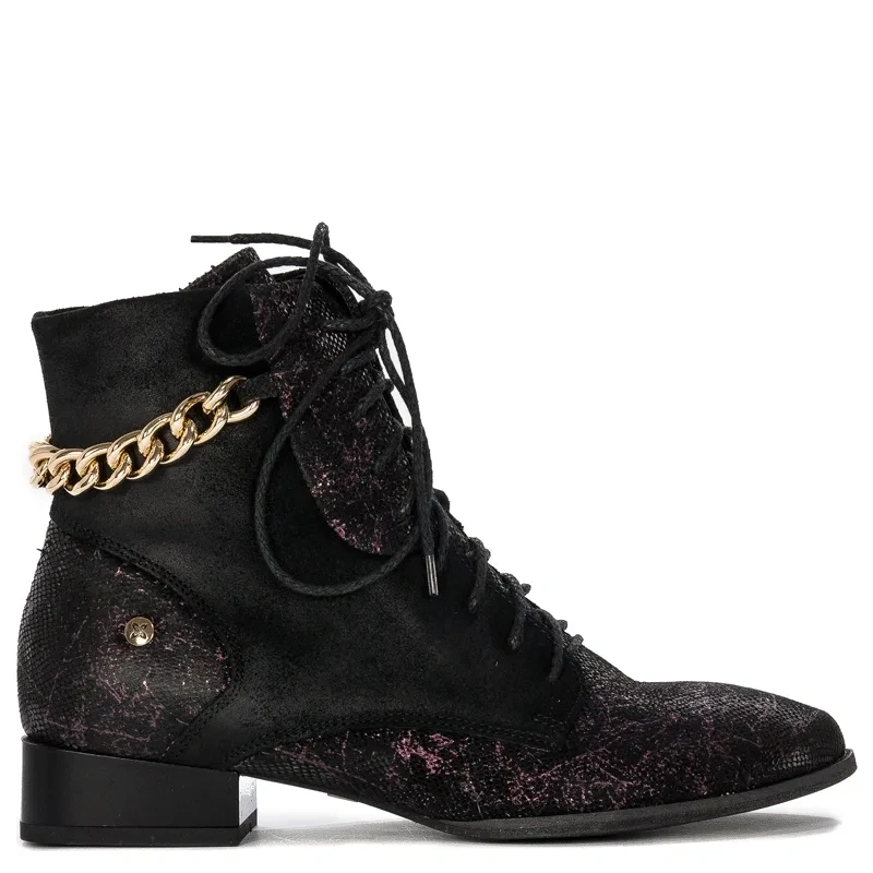 Maciejka Black and Burgundy Leather women's Boots 06193-01/00-7