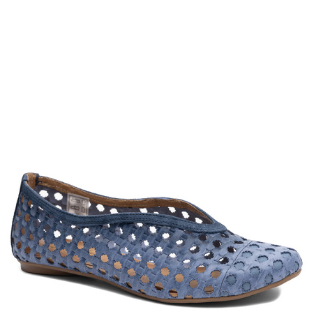 Maciejka Leather Perforated Slip-On Flats Navy 07307-20/00-0