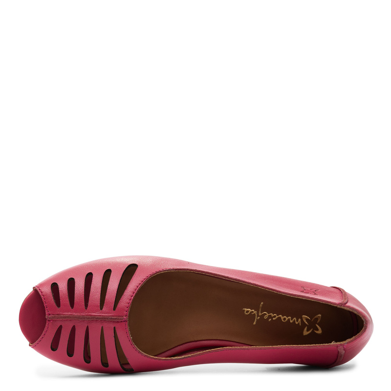Maciejka Baleriny Skórzane Peep-Toe Ażurowe Różowe P7541-15/00-1