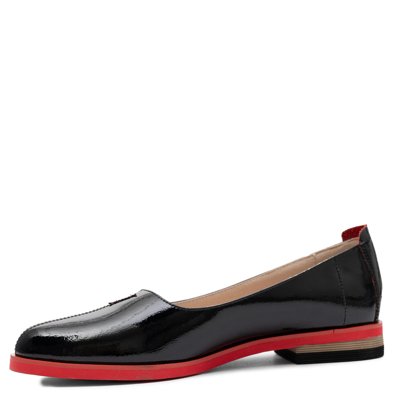 Maciejka Leather Patent Ballerinas Red Sole Black K7463-01/00-1
