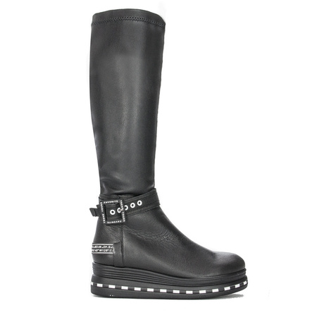 Maciejka Women's Knee-High Boots Natural Leather Black 05293-01/00-7