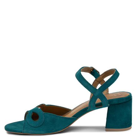 Maciejka Fashion Suede Block Heel Sandals Cut-Out Turquoise 07560-02/00-1