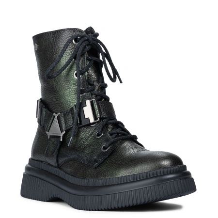 Maciejka Grain Leather Boots on Platform Iridescent Green 07092-09-00-8