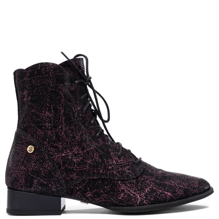 Maciejka Leather Artistic Ankle Boots Black Purple 6391W-44/00-1