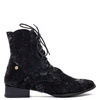 Maciejka Botki Skórzane Sznurowane Z Zamkiem Czarne 6391W-43/00-1