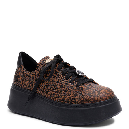 Maciejka Women's Genuine Leather Platform Sneakers Brown Polka Dot 6191W-16/00-8