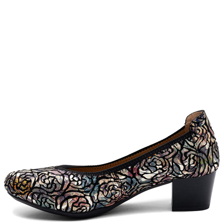Maciejka Leather Floral Block Heel Pumps Multicolor 04802-43/00-1