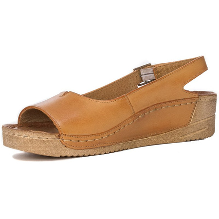 Maciejka Leather Platform Sandals Brown-Rust 01974-31/00-5