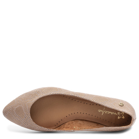 Maciejka Leather Ballet Flats Gold Snake Print 4100W-17/00-8