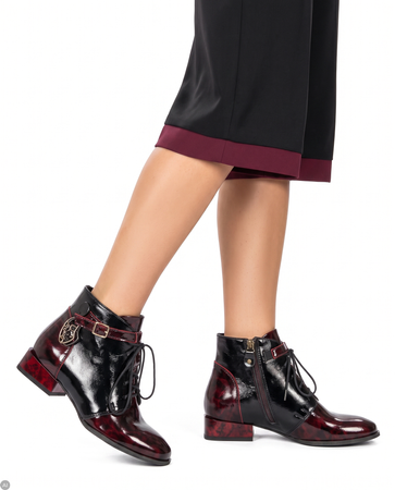 Maciejka Patent Leather Lace-Up Ankle Boots Burgundy 5743A-23/00-7