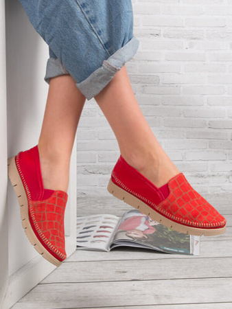 Maciejka Półbuty Skóra Naturalna Czerwone