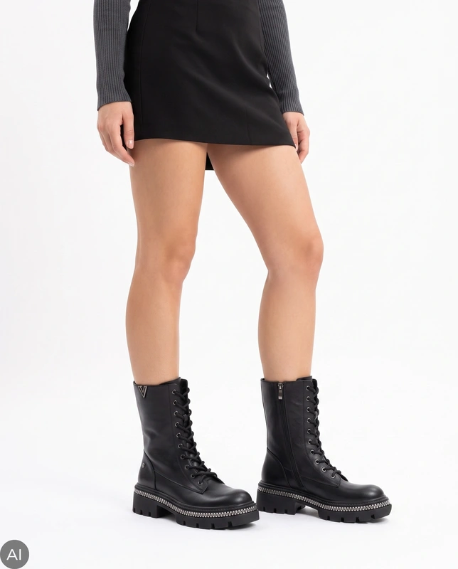 Maciejka Leather Lace-Up Platform Boots Black K7733-01/00-7