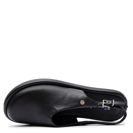Maciejka Półbuty Skórzane Slingback Odkryta Pięta Czarny K7513-01/00-1