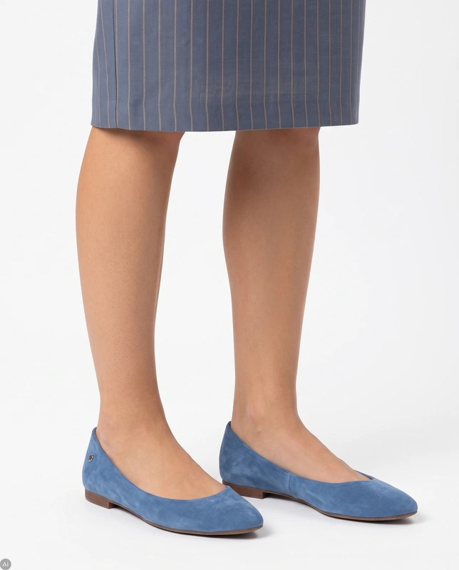 Maciejka Women's Blue Suede Slip-on Ballet Flats 4100W-14/00-8