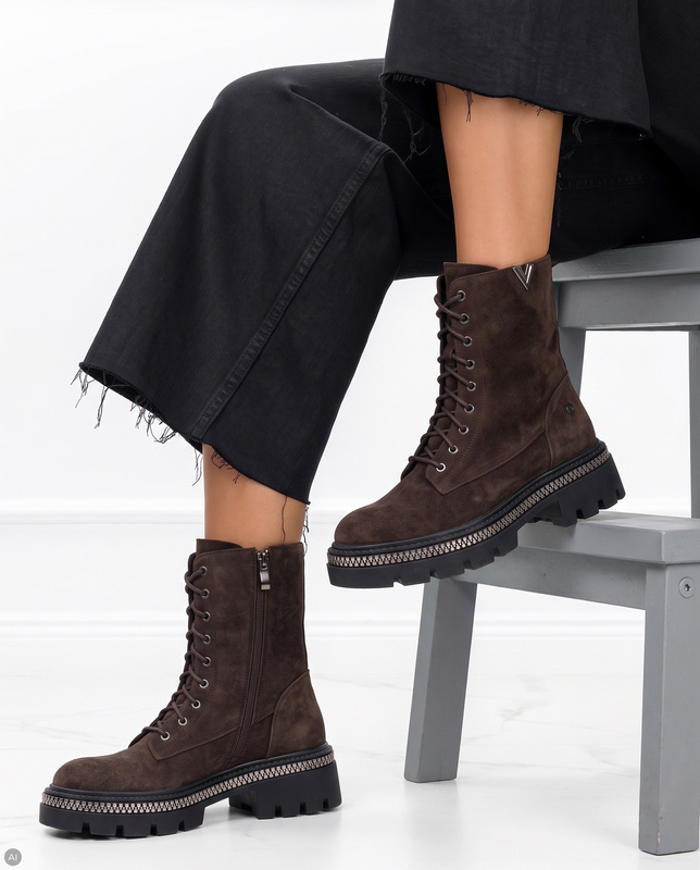 Maciejka Leather Insulated Lace-up Platform Boots Brown K7733-02/00-7