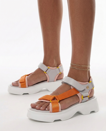 Maciejka Leather Platform Sandals Multicolored Orange Pink K7433-18/00-7