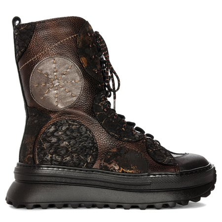 Maciejka Women's Leather Boots on Platform Brown