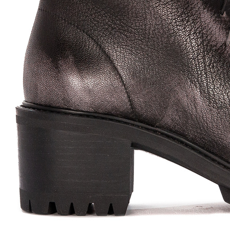Maciejka Leather Lace-Up Ankle Boots Block Heel Black 3263S-01/00-3