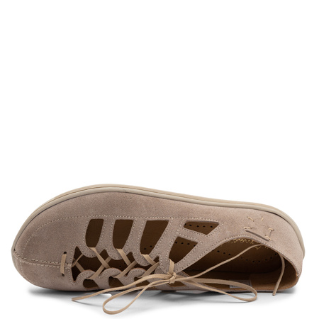 Maciejka Suede Openwork Lace-up Shoes Beige 06835-04/00-1