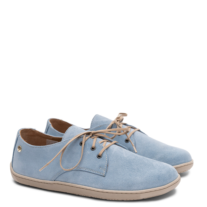 Maciejka Women's Suede Leather Lace-up Low Shoes Pastel Blue 06900-06/00-1