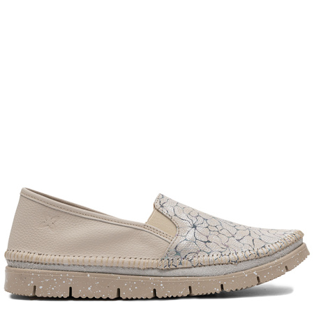 Maciejka Skórzane Półbuty Slip-On Ręczne Przeszycia Beżowe 03512-69/00-0