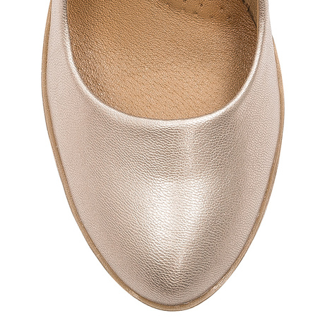 Maciejka Leather Pumps Block Heel With Platform Gold 02629-52/00-1